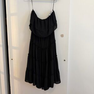 STATE Black Strapless Ruffle Dress